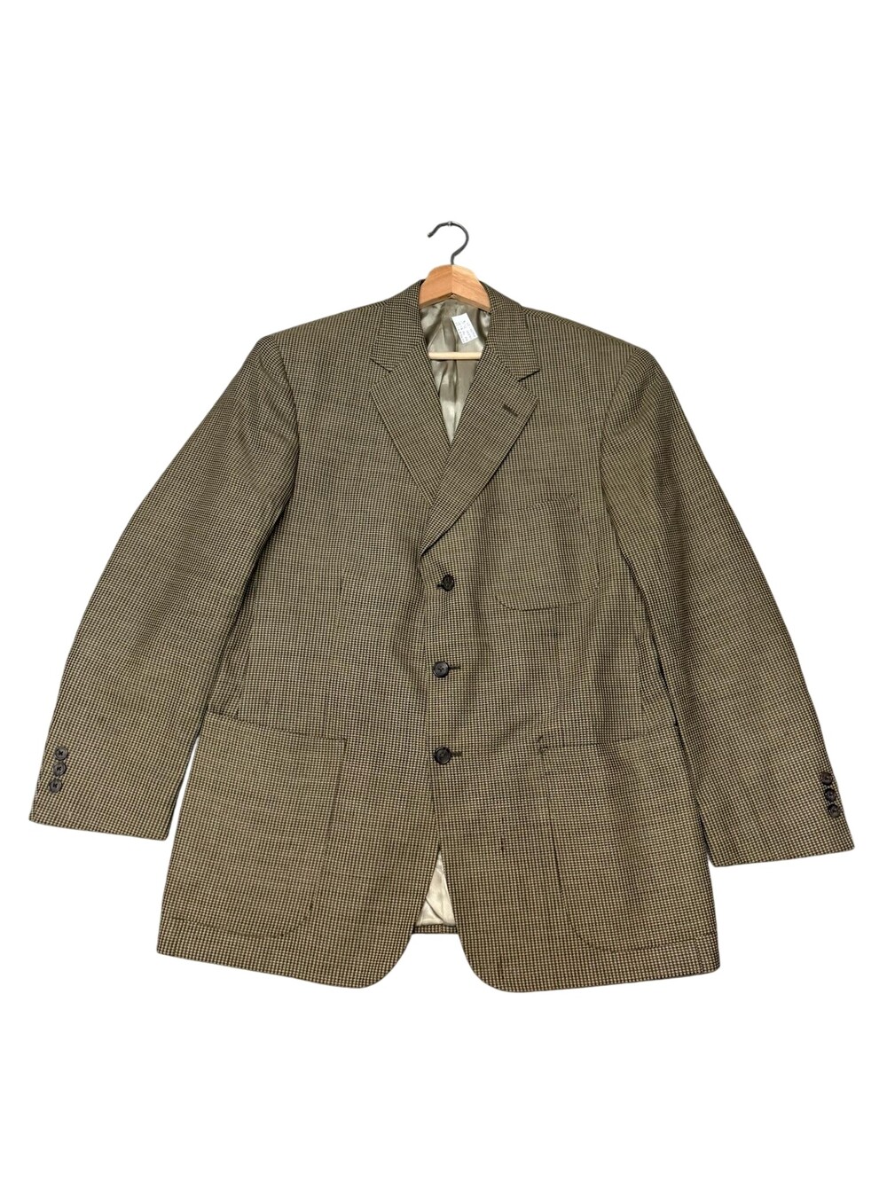 Monsieur By Givenchy Sport Coat Blazer Mens 42 Brown Wool Tweed Check 3 Button